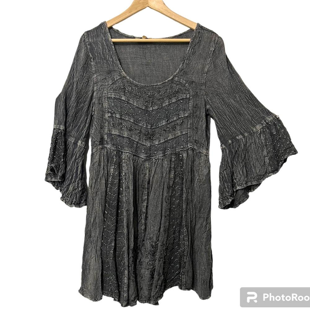 J. Gee Boho Indie Gray Mini Dress Size L